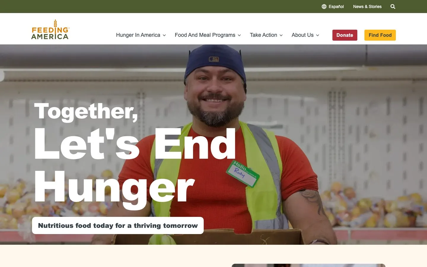Feeding America homepage at 1440x900, captured 2026-10-06