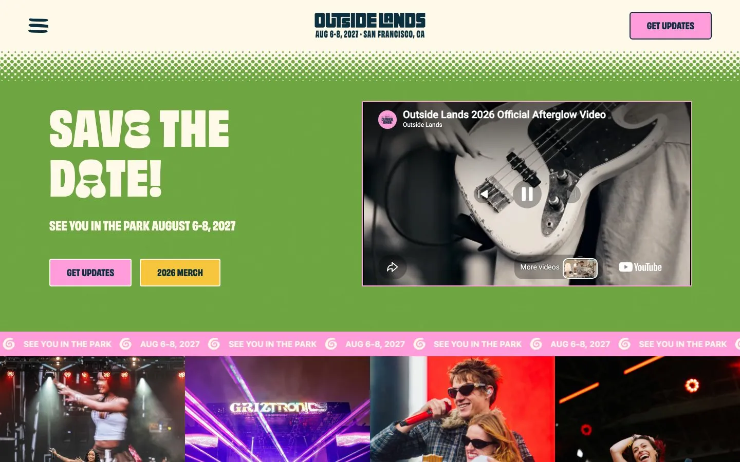 Outside Lands homepage at 1440x900, captured 2026-10-05