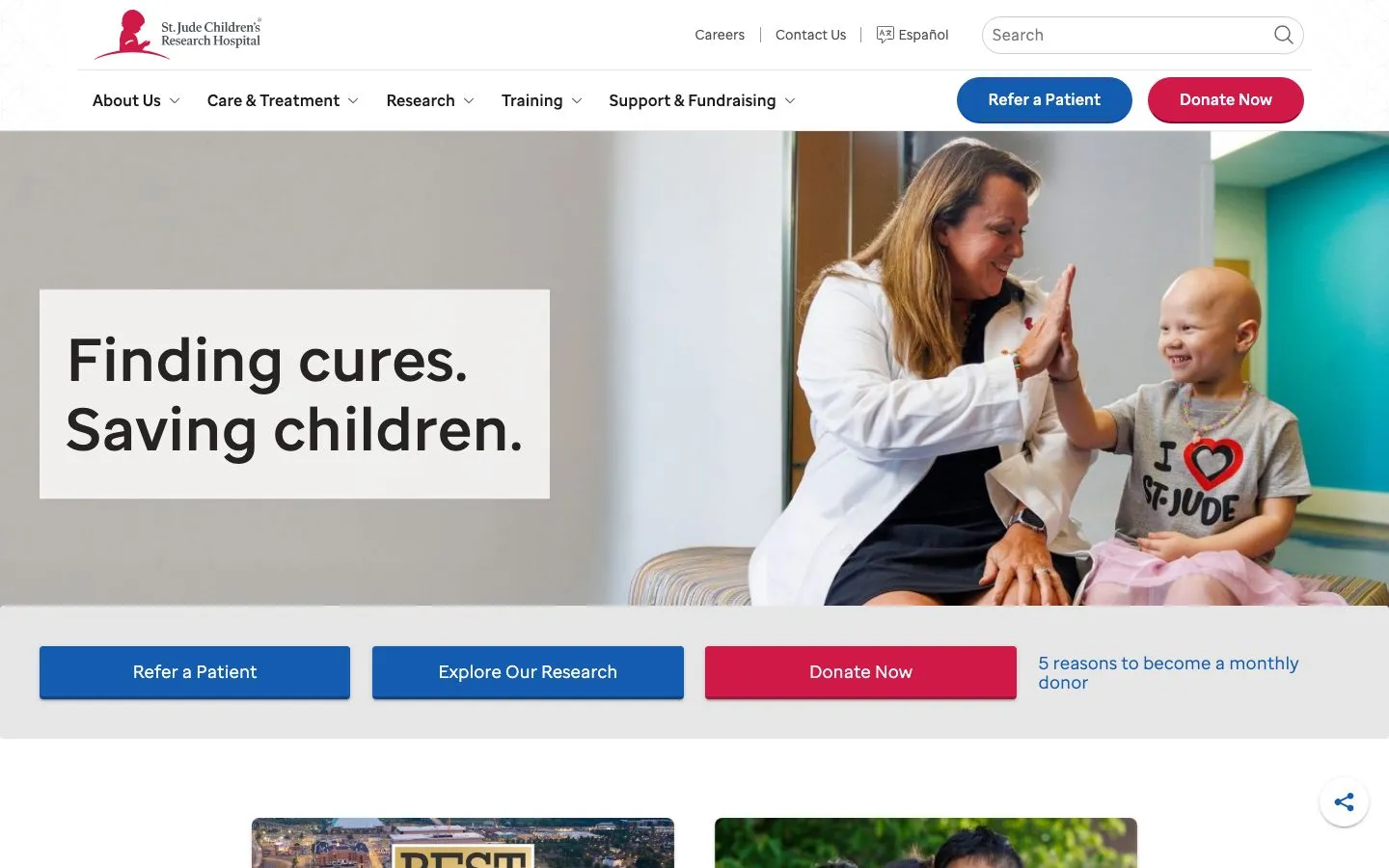 St. Jude Children's Research Hospital homepage at 1440x900, captured 2026-10-06