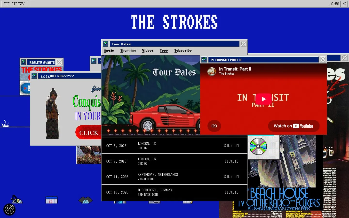 The Strokes homepage at 1440x900, captured 2026-10-05