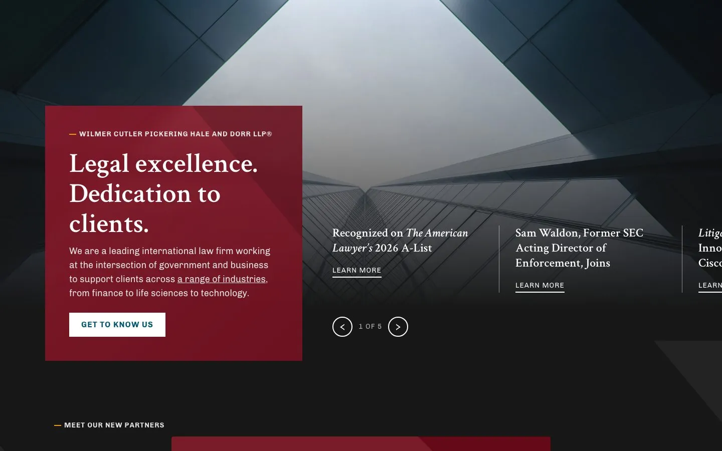 WilmerHale homepage at 1440x900, captured 2026-10-06